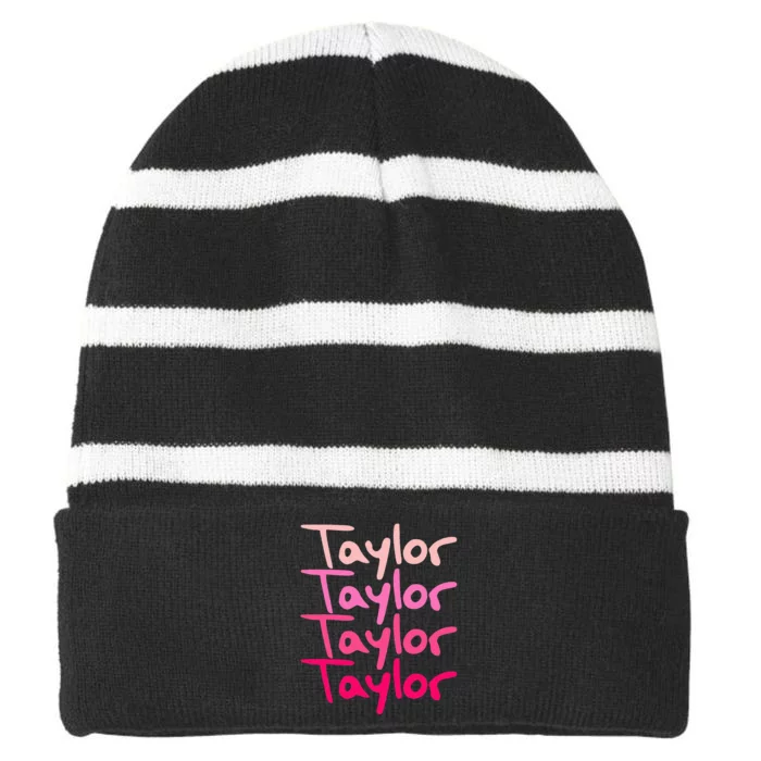 T.aylor Personalized Name Striped Beanie with Solid Band