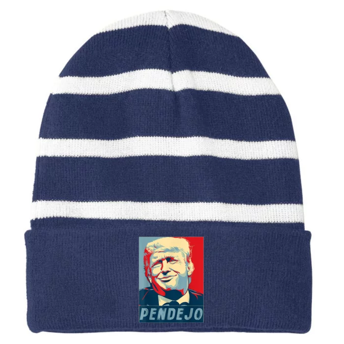 Trump Pendejo Not My President Impeach Striped Beanie with Solid Band