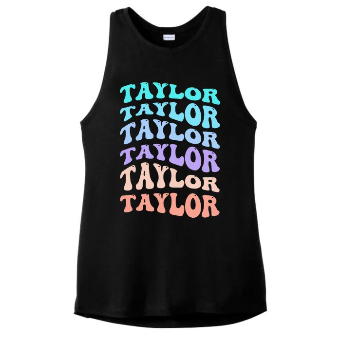 Taylor Personalized Name I Love Taylor Ladies Tri-Blend Wicking Tank