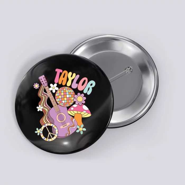 Taylor Personalized Name I Love Taylor Groovy 80s Button