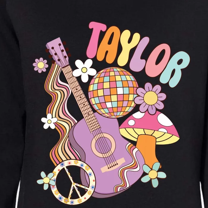 Taylor Personalized Name I Love Taylor Groovy 80s Womens California Wash Sweatshirt