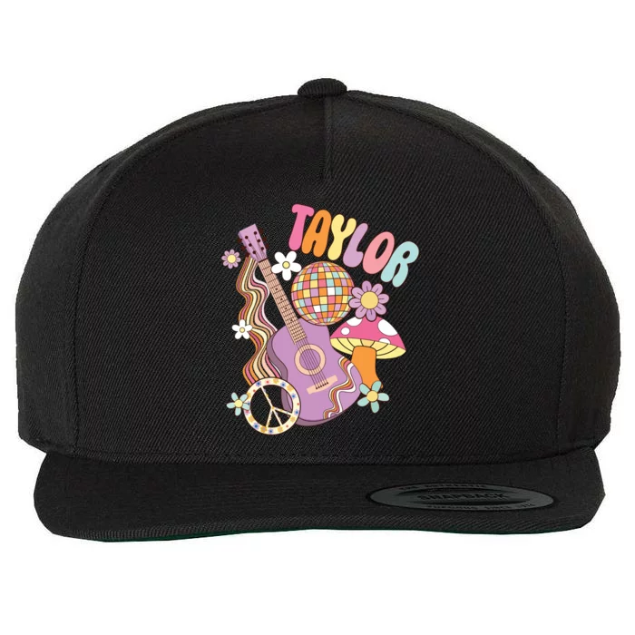 Taylor Personalized Name I Love Taylor Groovy 80s Wool Snapback Cap