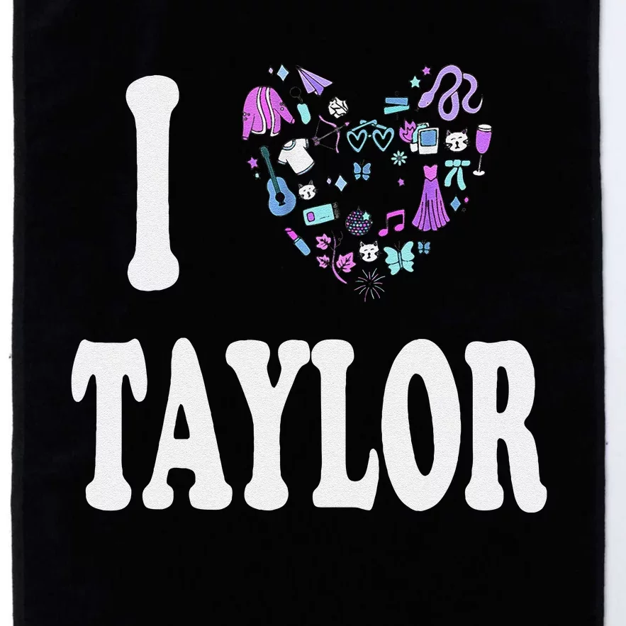 Taylor Personalized Name I Love Taylor Retro Heart 80S Platinum Collection Golf Towel