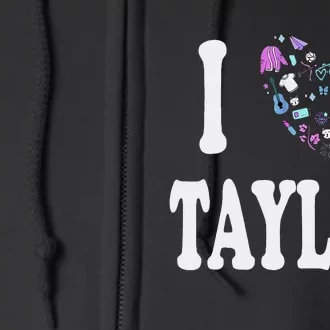 Taylor Personalized Name I Love Taylor Retro Heart 80S Full Zip Hoodie