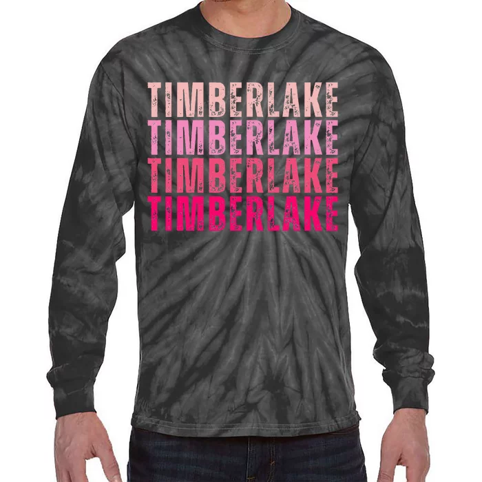 Timberlake Personalized Name I Love Timberlake Tie-Dye Long Sleeve Shirt