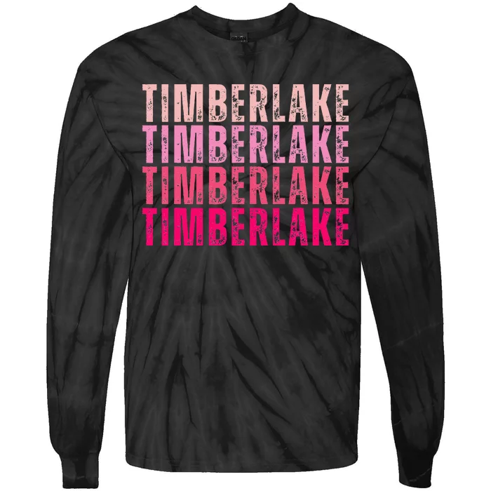 Timberlake Personalized Name I Love Timberlake Tie-Dye Long Sleeve Shirt