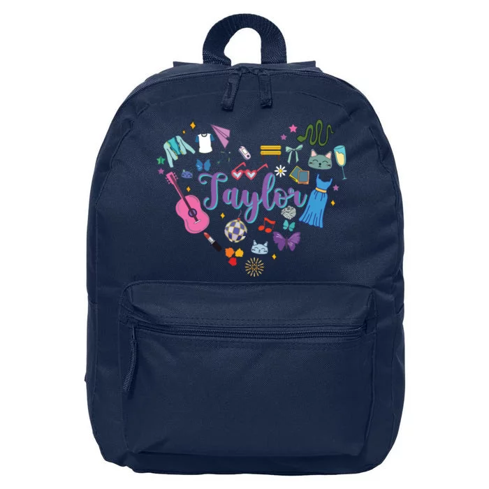 Taylor Personalized Name I Love Taylor Groovy 80S 16 in Basic Backpack