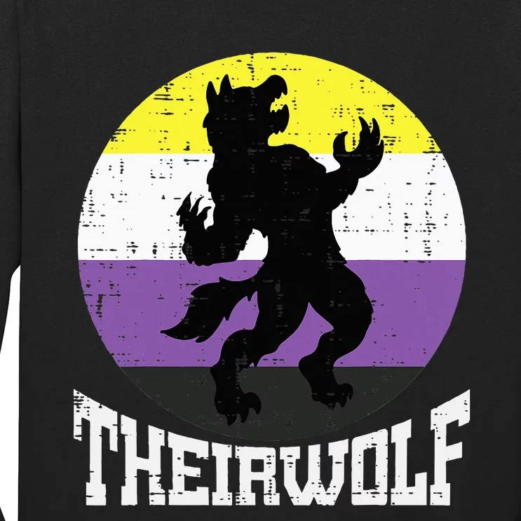 Theirwolf Pride Non Binary Enby Nb Flag Lgbtq Long Sleeve Shirt