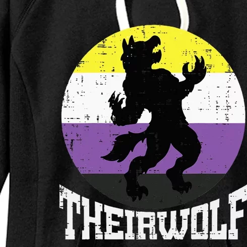 Theirwolf Pride Non Binary Enby Nb Flag Lgbtq Women's Fleece Hoodie