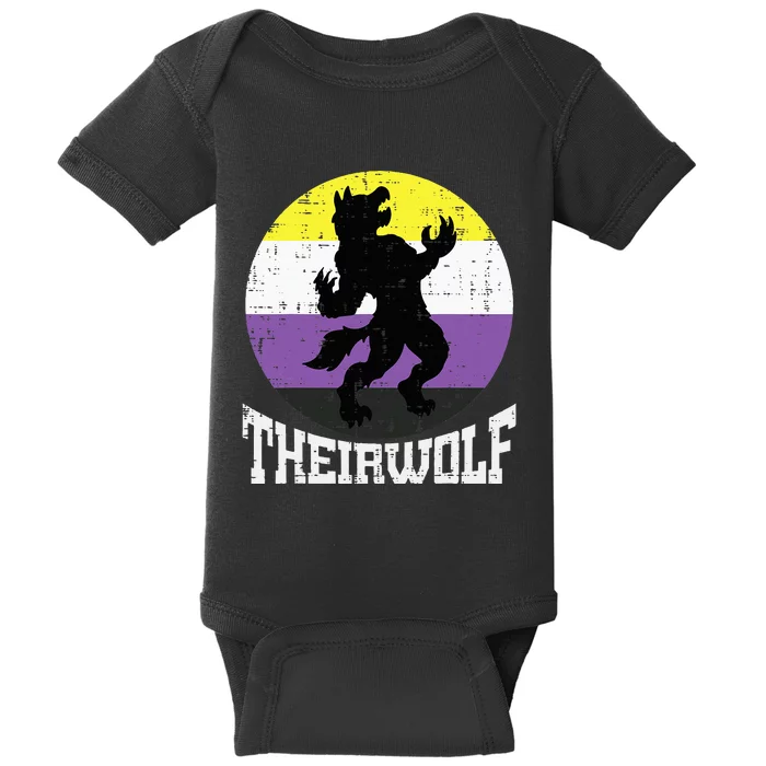 Theirwolf Pride Non Binary Enby Nb Flag Lgbtq Baby Bodysuit