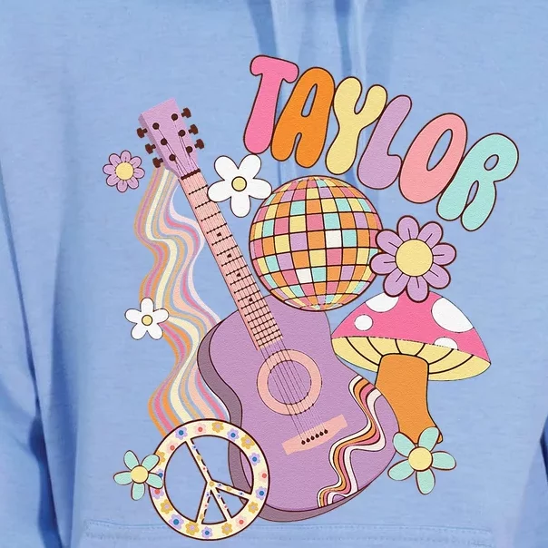 Taylor Personalized Name I Love Taylor Groovy 80S Unisex Surf Hoodie