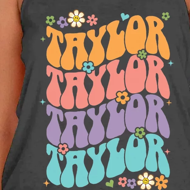 T.aylor Personal Name First Name Funny T.aylor Women's Knotted Racerback Tank