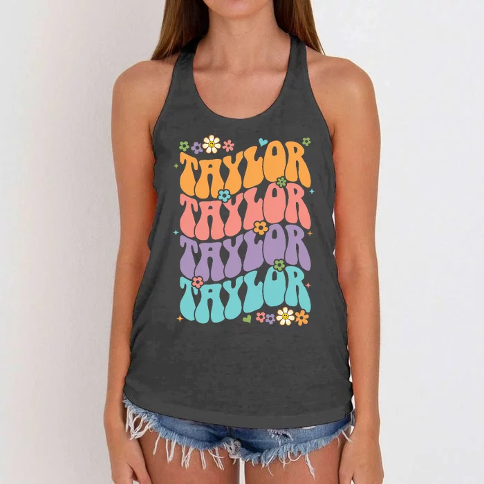 T.aylor Personal Name First Name Funny T.aylor Women's Knotted Racerback Tank