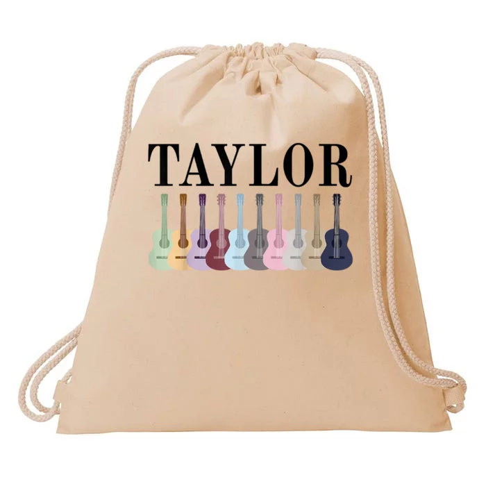 Taylor Personalized Name I Love Taylor Girl Groovy 70S Drawstring Bag