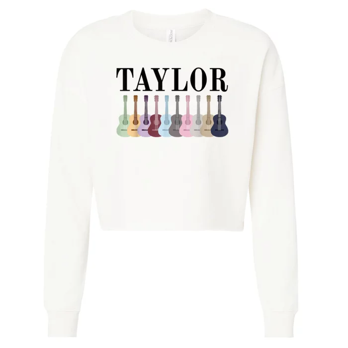 Taylor Personalized Name I Love Taylor Girl Groovy 70S Cropped Pullover Crew