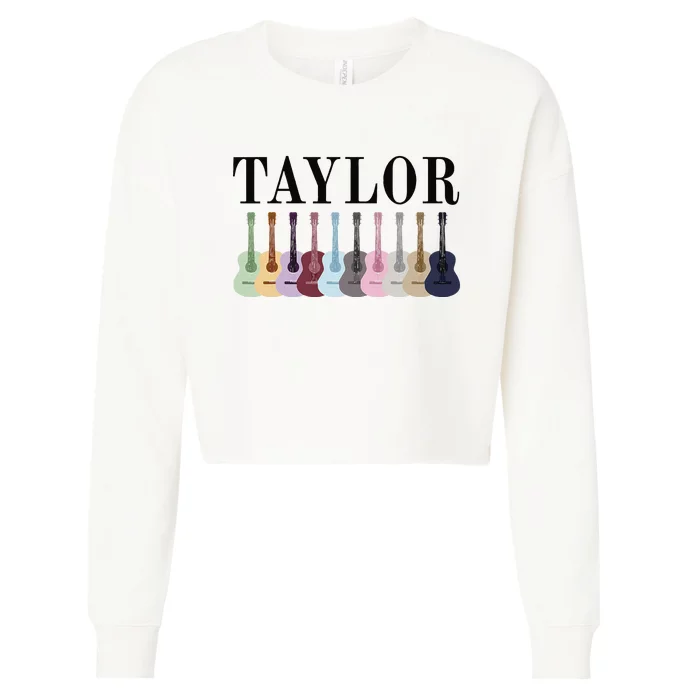 Taylor Personalized Name I Love Taylor Girl Groovy 70S Cropped Pullover Crew