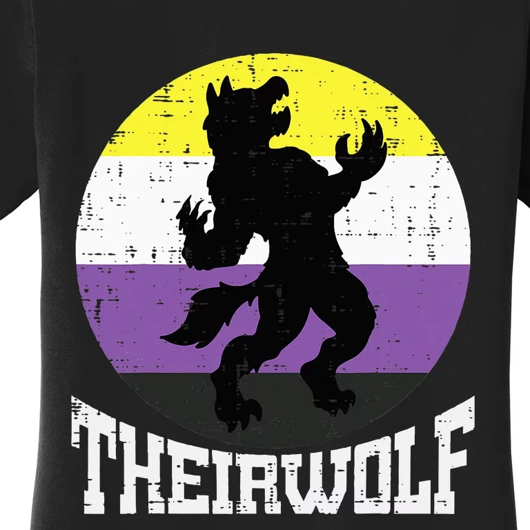 Theirwolf Pride Non Binary Enby Nb Flag Lgbtq Women's T-Shirt