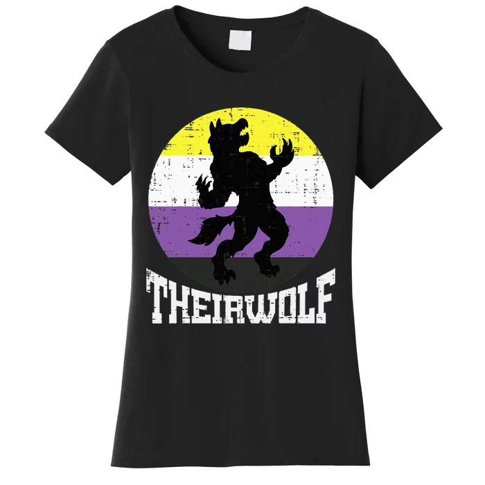 Theirwolf Pride Non Binary Enby Nb Flag Lgbtq Women's T-Shirt