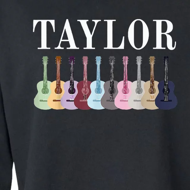 Taylor Personalized Name I Love Taylor Girl Groovy 70S Cropped Pullover Crew