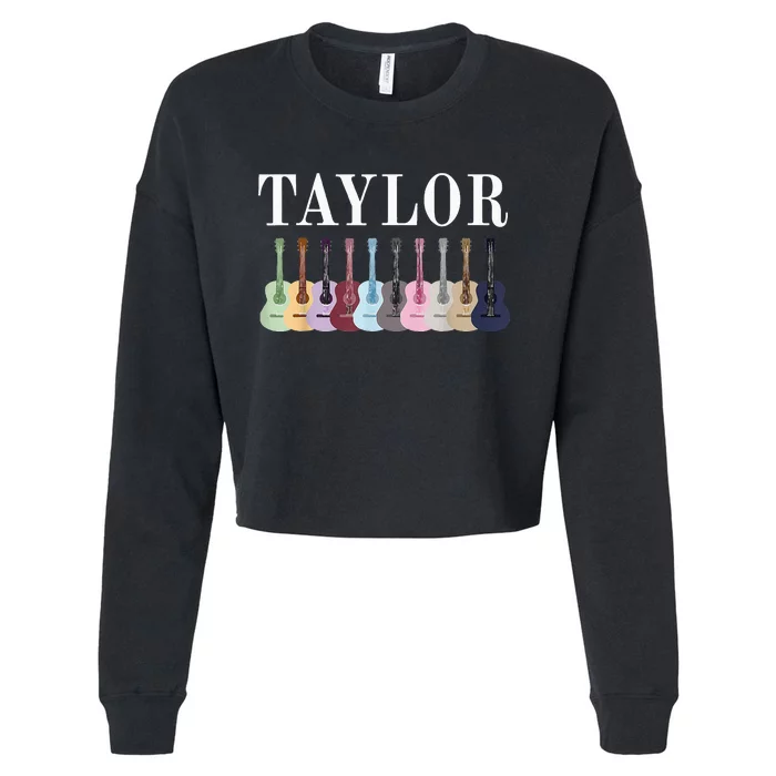 Taylor Personalized Name I Love Taylor Girl Groovy 70S Cropped Pullover Crew