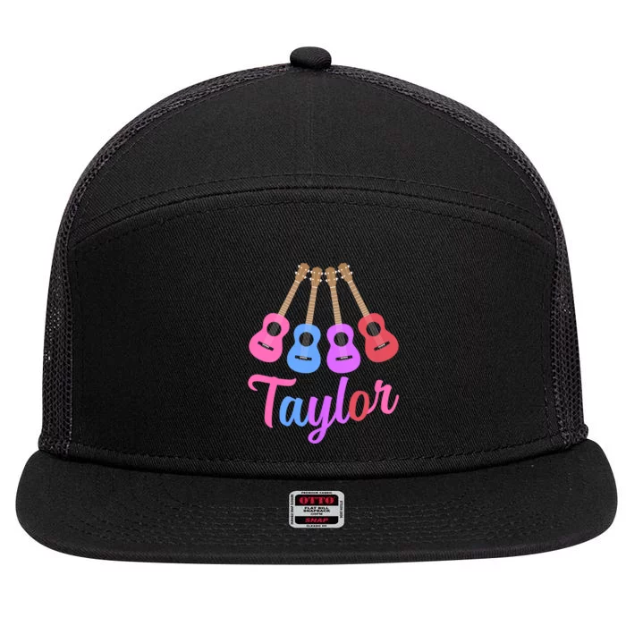 Taylor Personalized Name I Love Taylor Girl Groovy 70S 7 Panel Mesh Trucker Snapback Hat