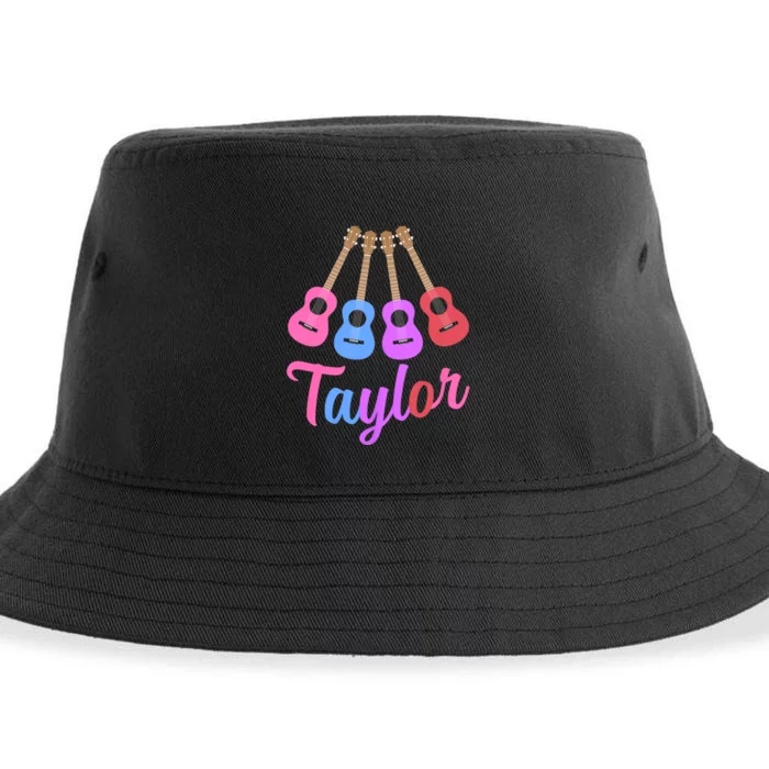 Taylor Personalized Name I Love Taylor Girl Groovy 70S Sustainable Bucket Hat