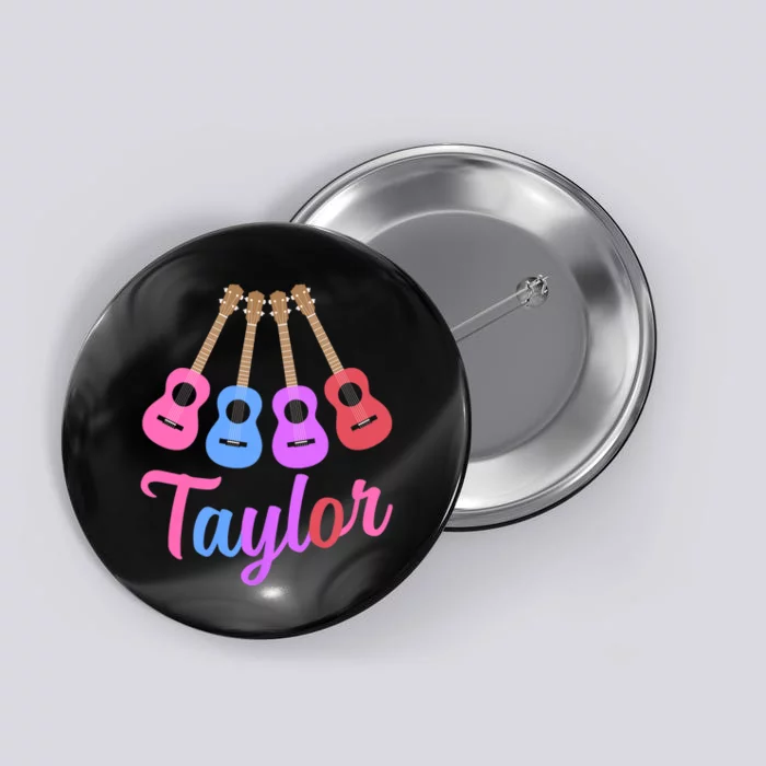 Taylor Personalized Name I Love Taylor Girl Groovy 70S Button