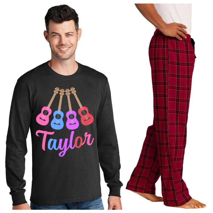 Taylor Personalized Name I Love Taylor Girl Groovy 70S Long Sleeve Pajama Set