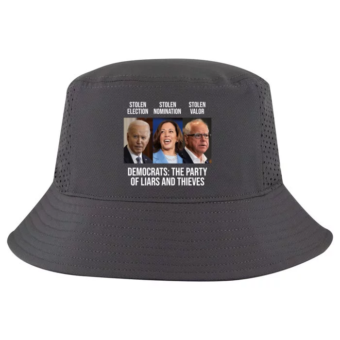 The Party Of Liars And Thieves Anti Biden Harris Walz Cool Comfort Performance Bucket Hat