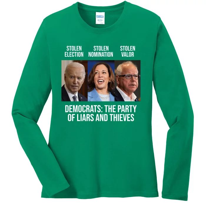 The Party Of Liars And Thieves Anti Biden Harris Walz Ladies Long Sleeve Shirt