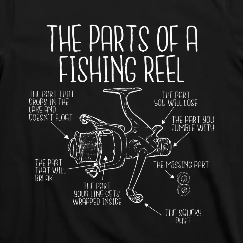 The Parts Of A Fishing Reel Funny Fishing Fisherman Humor T-Shirt