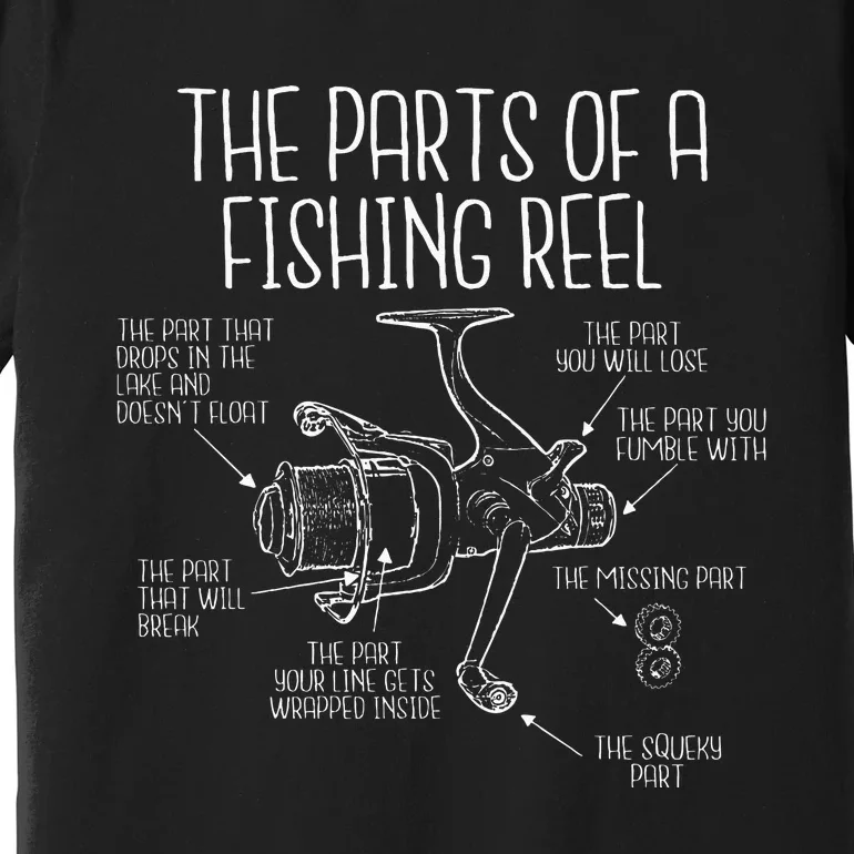 The Parts Of A Fishing Reel Funny Fishing Fisherman Humor Premium T-Shirt