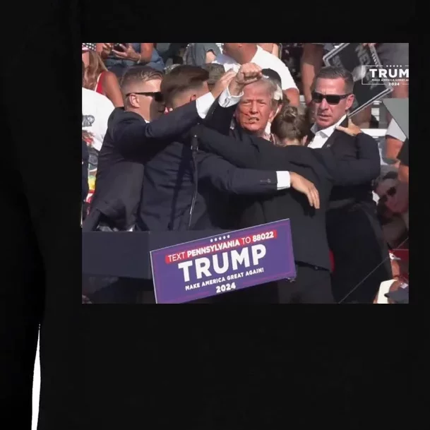 The Picture Of Trump Bleeding From His Ear Trump Wins The Election New Womens Funnel Neck Pullover Hood