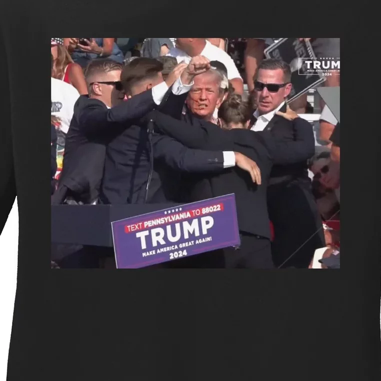 The Picture Of Trump Bleeding From His Ear Trump Wins The Election New Ladies Long Sleeve Shirt