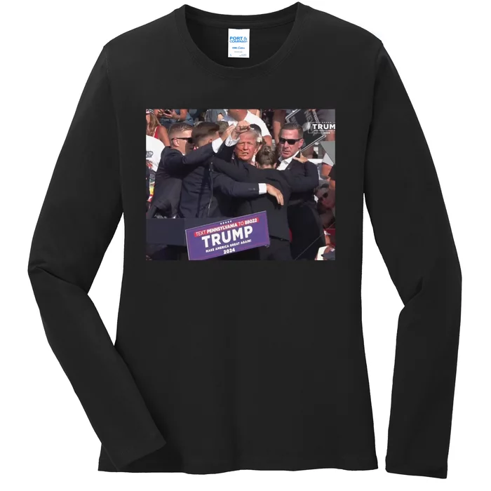 The Picture Of Trump Bleeding From His Ear Trump Wins The Election New Ladies Long Sleeve Shirt