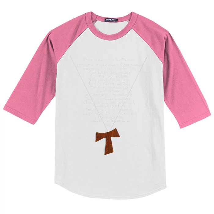 The Prayer Of St. Francis And Tau Cross Kids Colorblock Raglan Jersey