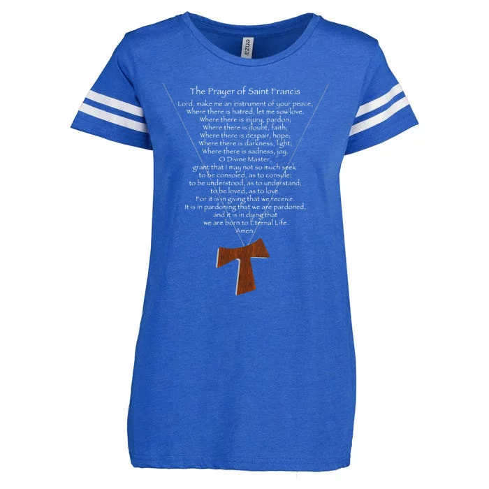 The Prayer Of St. Francis And Tau Cross Enza Ladies Jersey Football T-Shirt