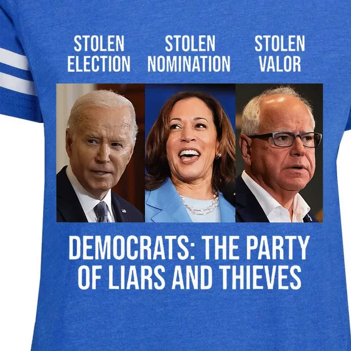 The Party Of Liars And Thieves Anti Biden Harris Walz Enza Ladies Jersey Football T-Shirt