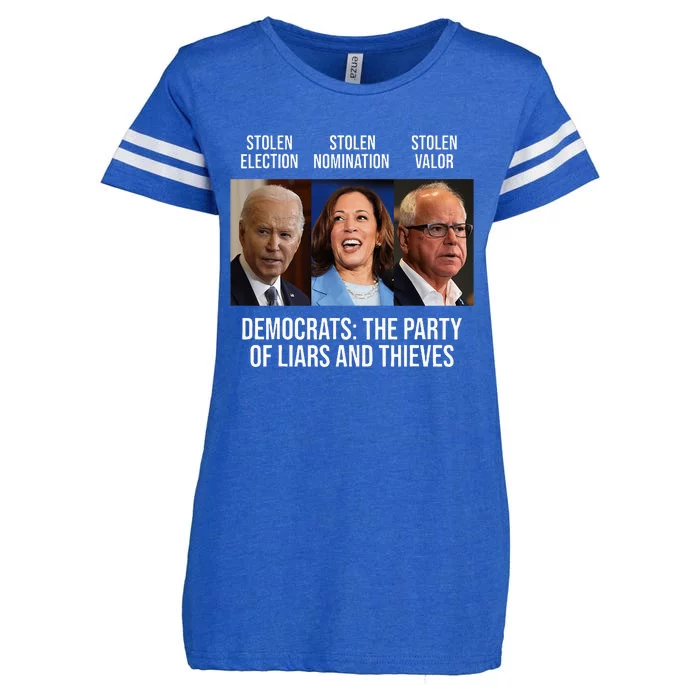 The Party Of Liars And Thieves Anti Biden Harris Walz Enza Ladies Jersey Football T-Shirt