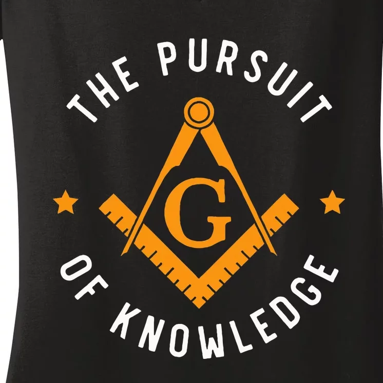 The Pursuit Of Knowledge Mason Fraternal Smib Freemason Women's V-Neck T-Shirt