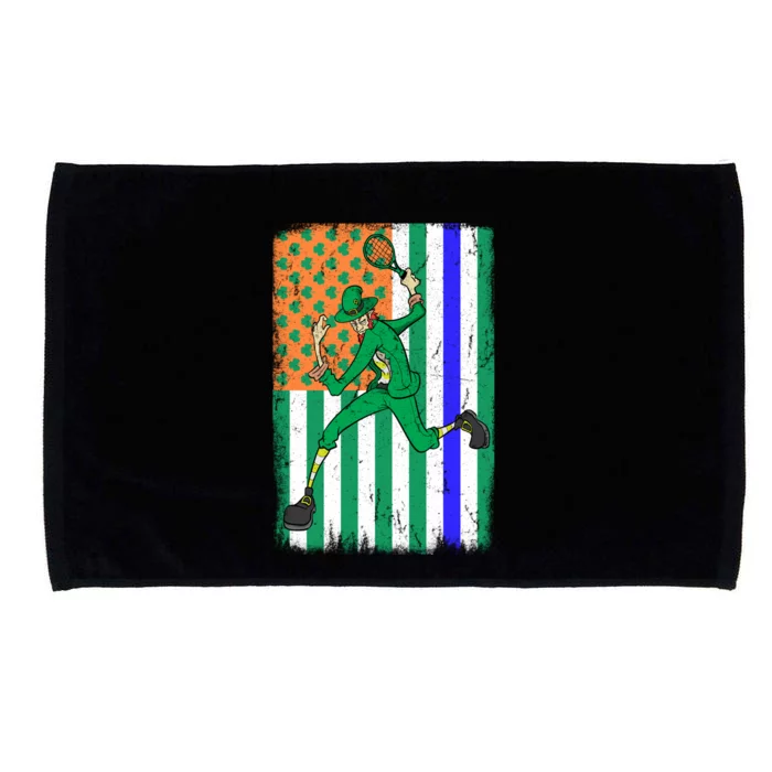 Tennis Police Officer Cop Irish Usa Flag St Patrick's Day Gift Microfiber Hand Towel