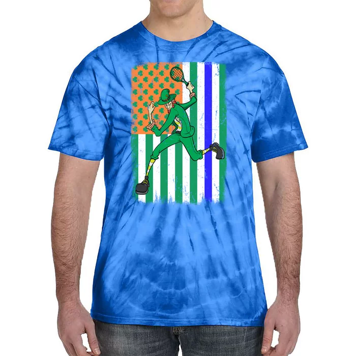 Tennis Police Officer Cop Irish Usa Flag St Patrick's Day Gift Tie-Dye T-Shirt