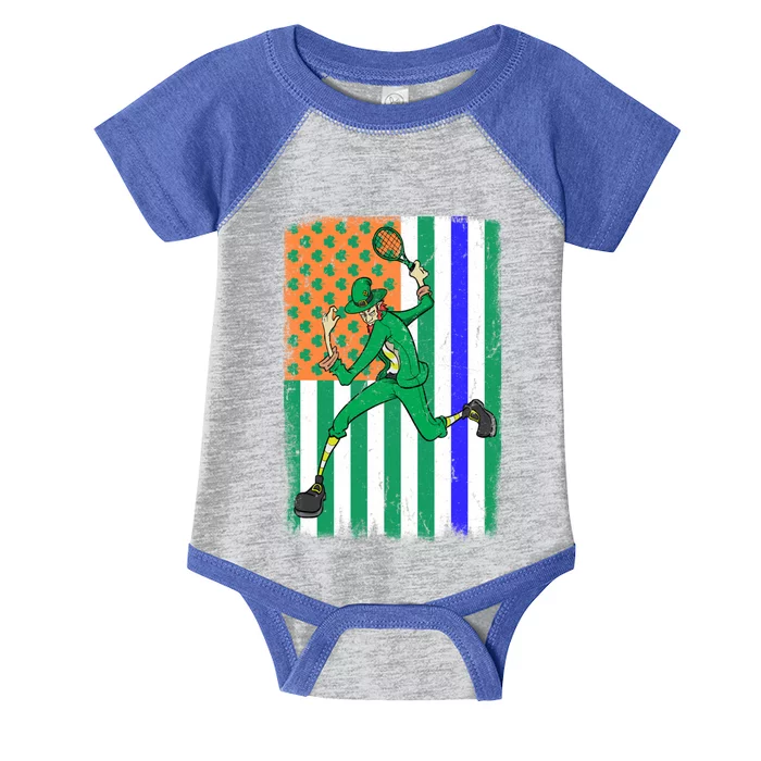 Tennis Police Officer Cop Irish Usa Flag St Patrick's Day Gift Infant Baby Jersey Bodysuit