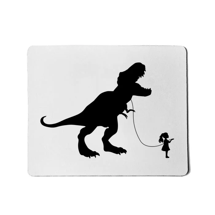 TREX PET ON A LEASH GIRL Mousepad