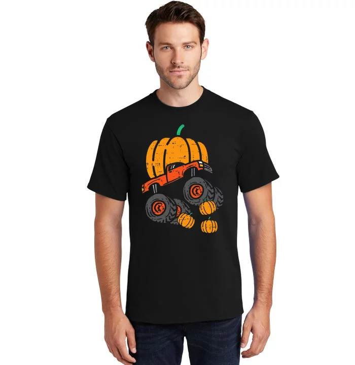 Thanksgiving Pumpkin On Monster Truck Fall Tall T-Shirt