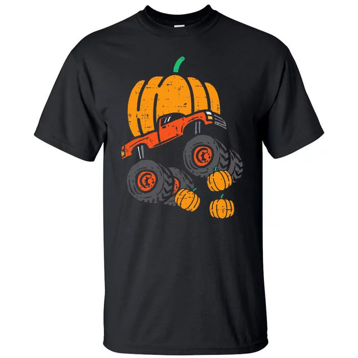 Thanksgiving Pumpkin On Monster Truck Fall Tall T-Shirt