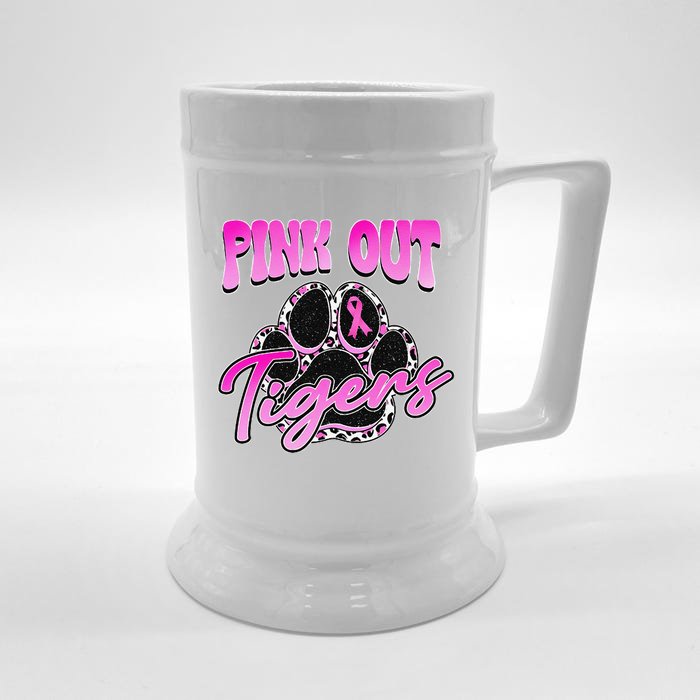 Tigers Pin.K Out Football Tackle Breast Cancer Front & Back Beer Stein