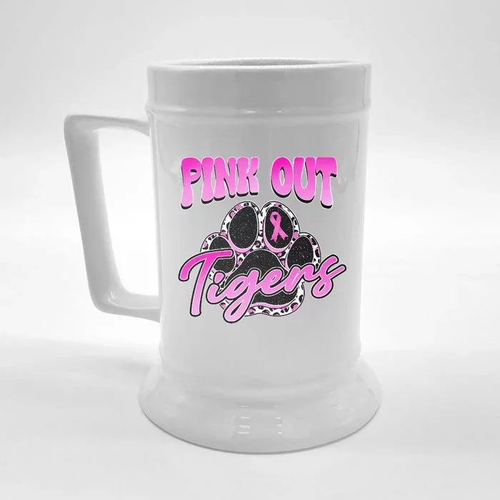 Tigers Pin.K Out Football Tackle Breast Cancer Front & Back Beer Stein