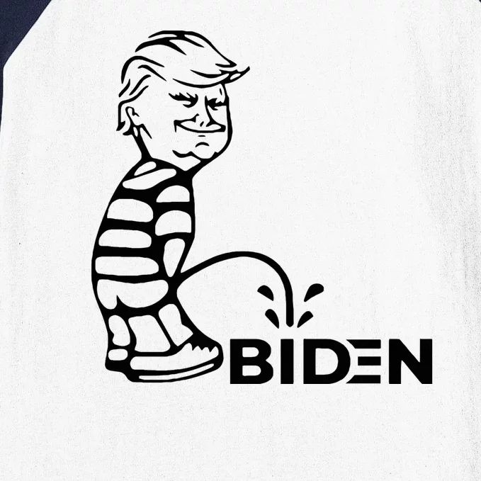 Trump Peeing On Biden Hilarious Funny Political Baseball Sleeve Shirt