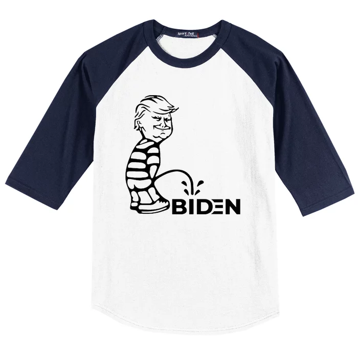 Trump Peeing On Biden Hilarious Funny Political Baseball Sleeve Shirt